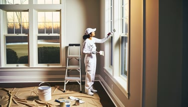 Expert Interior Painting Manassas VA | Quality Craftsmanship Professional painter carefully painting interior trim in Manassas VA home - licensed contractor detail work