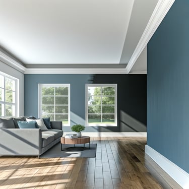 Residential Interior Painting Services | Manassas VA Freshly painted living room with blue accent wall in Manassas VA - residential interior painting service